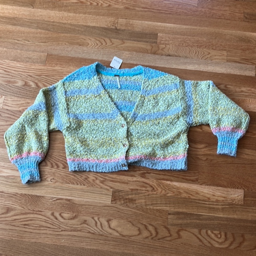 NWT Free People Soulmate Cardi in Candy Coated combo Cardigan Small - Picture 4 of 13